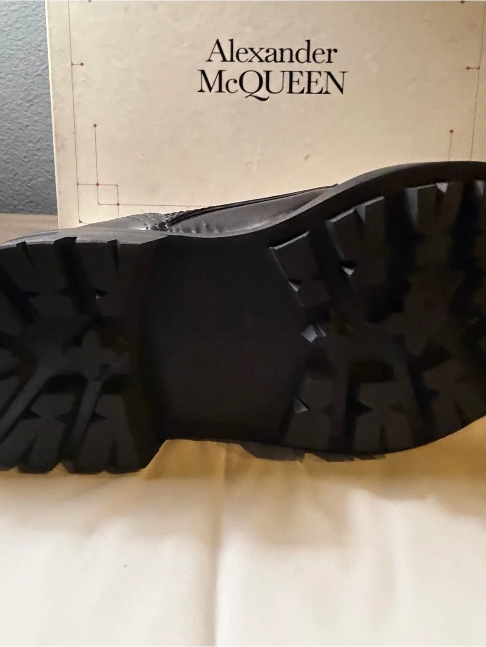 Alexander McQueen Leather Lace-Up Combat Boots Black - Size 41 (Worn Once)